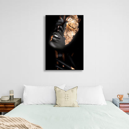 The girl with the gold details on her face Canvas Wall Art Print