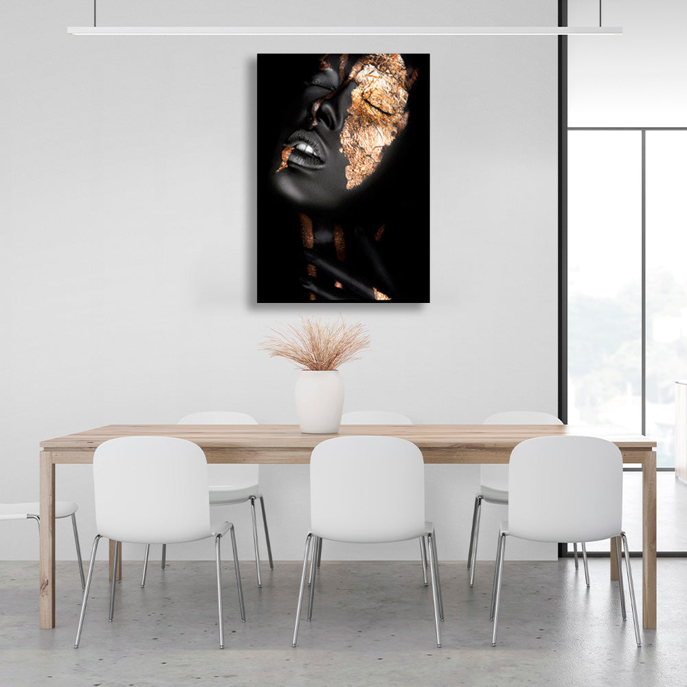 The girl with the gold details on her face Canvas Wall Art Print