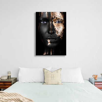 Gold makeup on a girl Canvas Wall Art Print