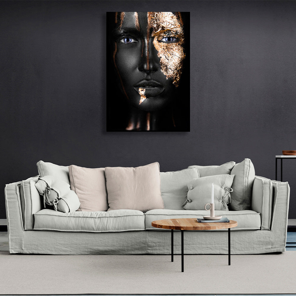 Gold makeup on a girl Canvas Wall Art Print