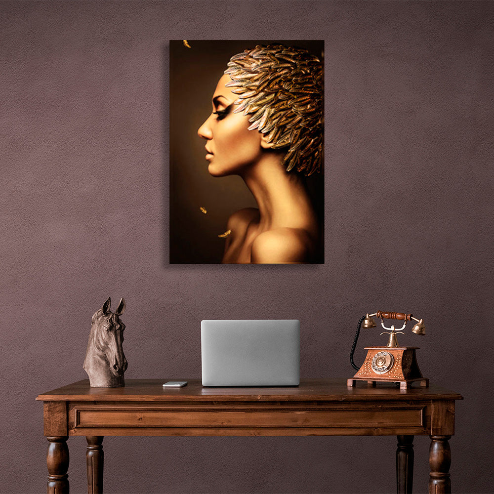 The girl under the golden light Canvas Wall Art Print