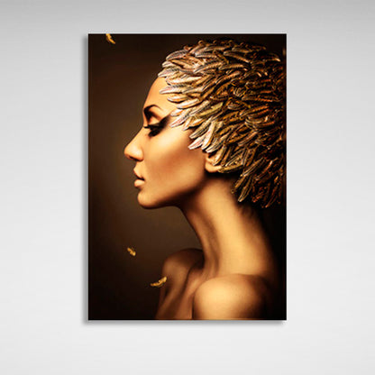 The girl under the golden light Canvas Wall Art Print