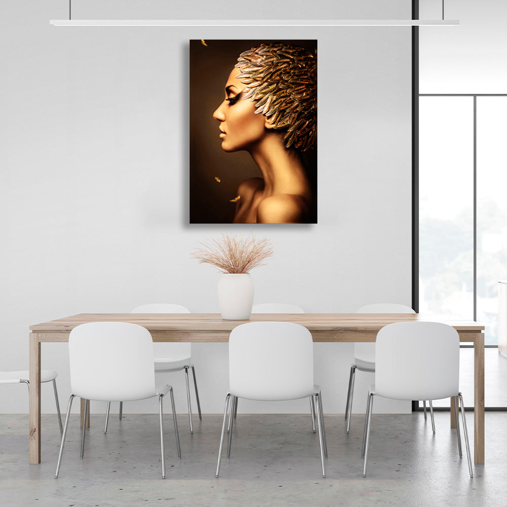 The girl under the golden light Canvas Wall Art Print