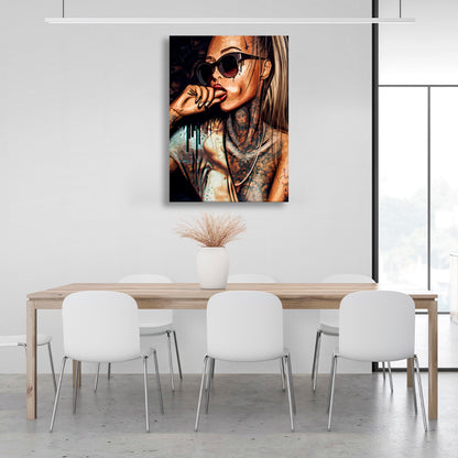 The girl with the glasses Canvas Wall Art Print