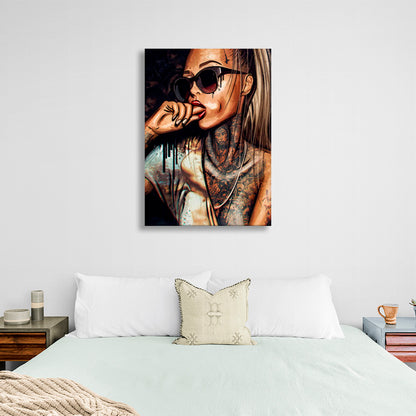 The girl with the glasses Canvas Wall Art Print