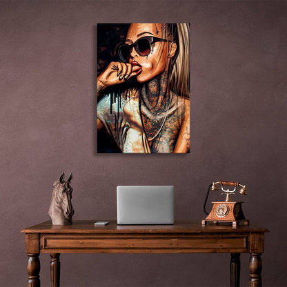 The girl with the glasses Canvas Wall Art Print