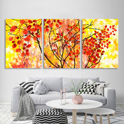 Modular ftree on a yellow background Multi Panel Canvas Wall Art Print