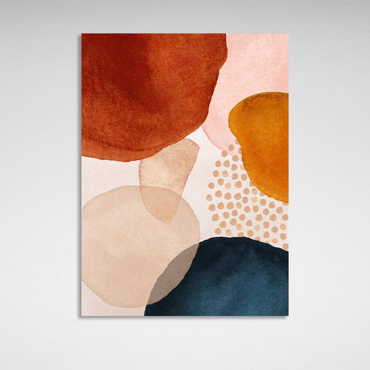 Bordeaux-blue and beige tones Abstraction Canvas Wall Art Print