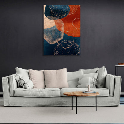 Blue with burgundy tones Abstraction Canvas Wall Art Print