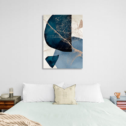 Blue abstract on beige background Abstraction Canvas Wall Art Print