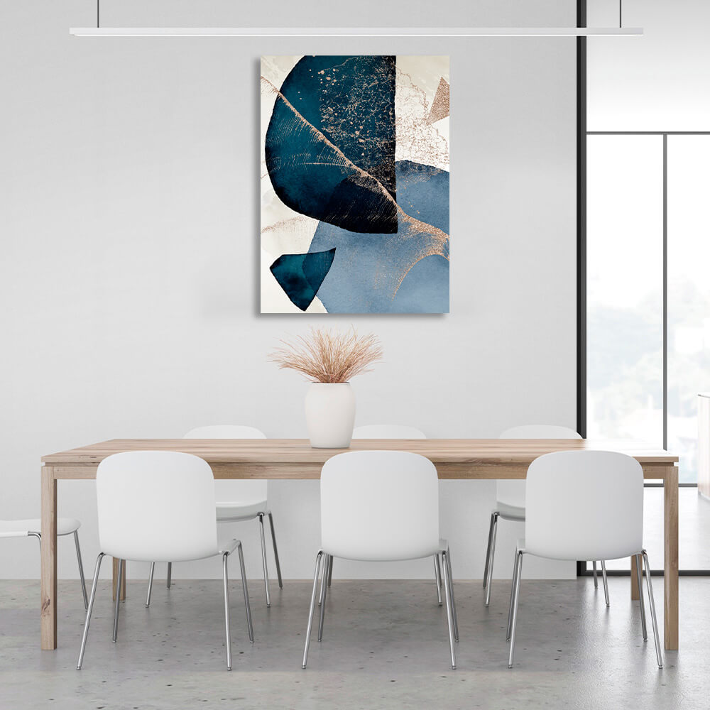 Blue abstract on beige background Abstraction Canvas Wall Art Print