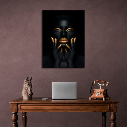 Dark girl with golden elements Canvas Wall Art Print