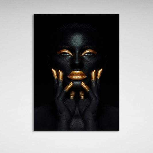 Dark girl with golden elements Canvas Wall Art Print