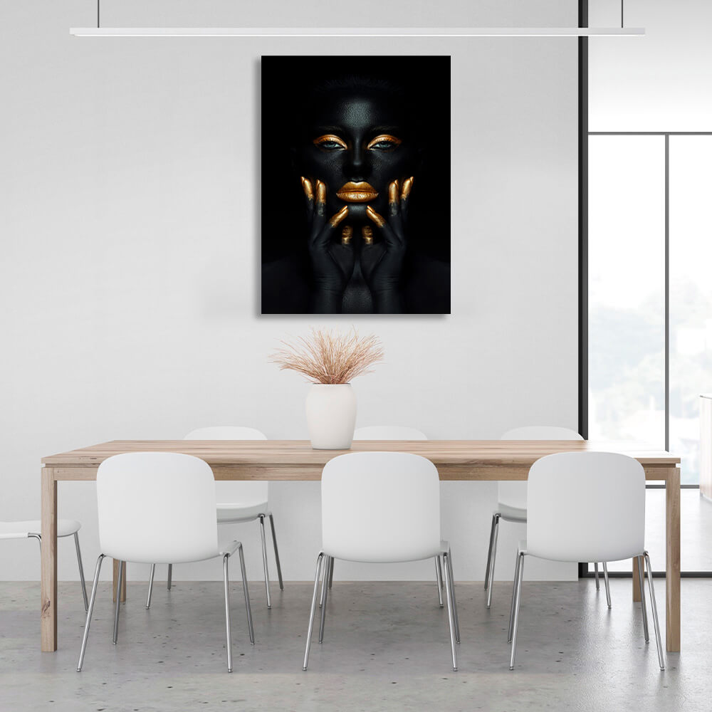 Dark girl with golden elements Canvas Wall Art Print