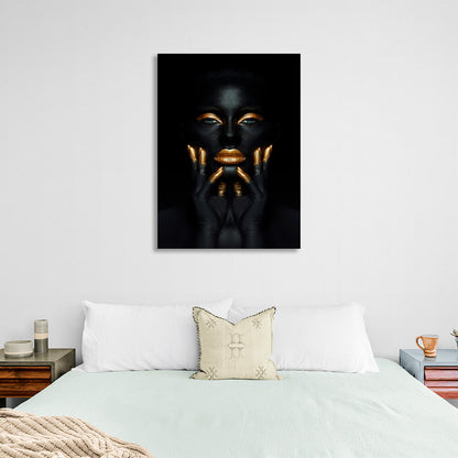 Dark girl with golden elements Canvas Wall Art Print