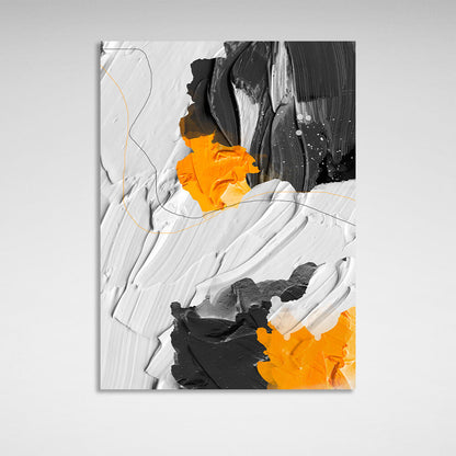 In a white black and orange hue Abstraction Canvas Wall Art Print