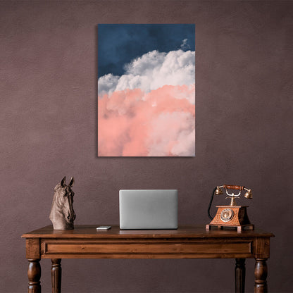 Pink-gray clouds on a blue background Canvas Wall Art Print