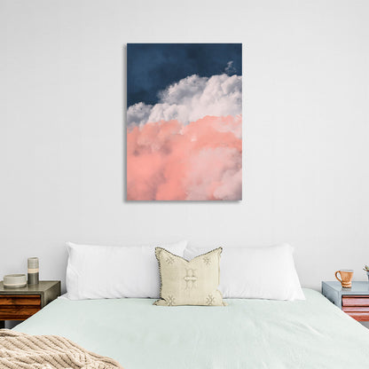 Pink-gray clouds on a blue background Canvas Wall Art Print