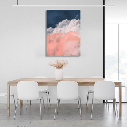 Pink-gray clouds on a blue background Canvas Wall Art Print