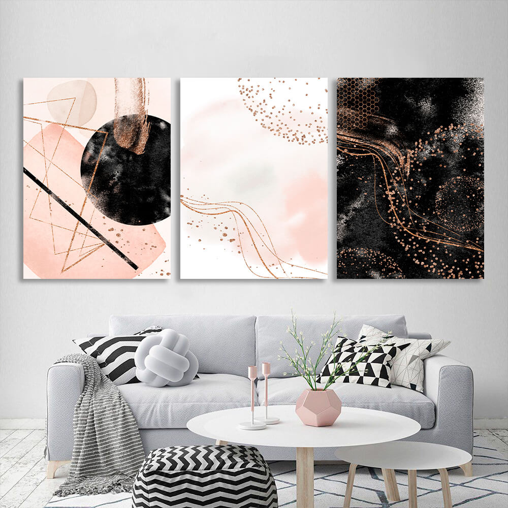 Modular black-powder abstract Multi Panel Canvas Wall Art Print