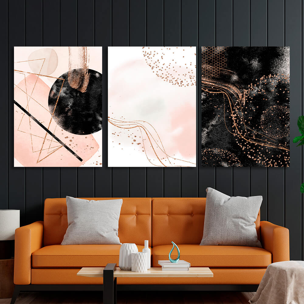 Modular black-powder abstract Multi Panel Canvas Wall Art Print