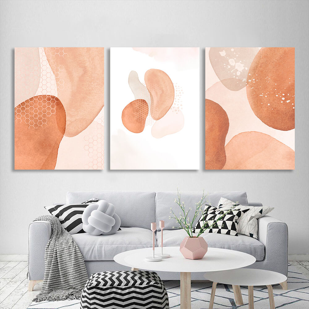 Modular beige abstract Multi Panel Canvas Wall Art Print