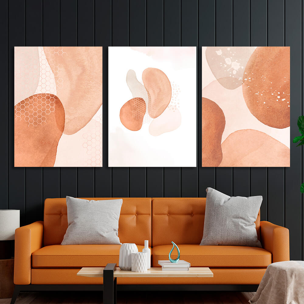 Modular beige abstract Multi Panel Canvas Wall Art Print