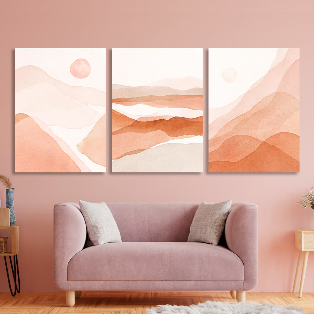 Modular beige shades Multi Panel Canvas Wall Art Print