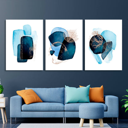 Modular deep blue abstract Multi Panel Canvas Wall Art Print