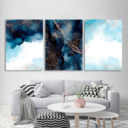 Modular navy-blue abstract with gold elements Multi Panel Canvas Wall Art Print