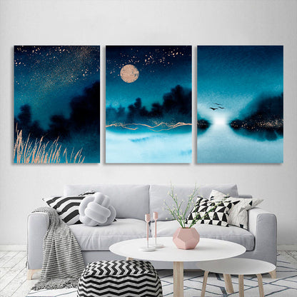 Modular night nature Multi Panel Canvas Wall Art Print