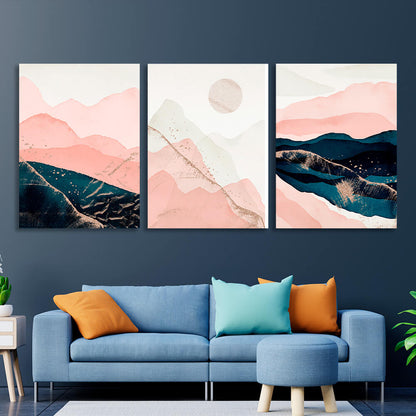 Modular powder blue Multi Panel Canvas Wall Art Print