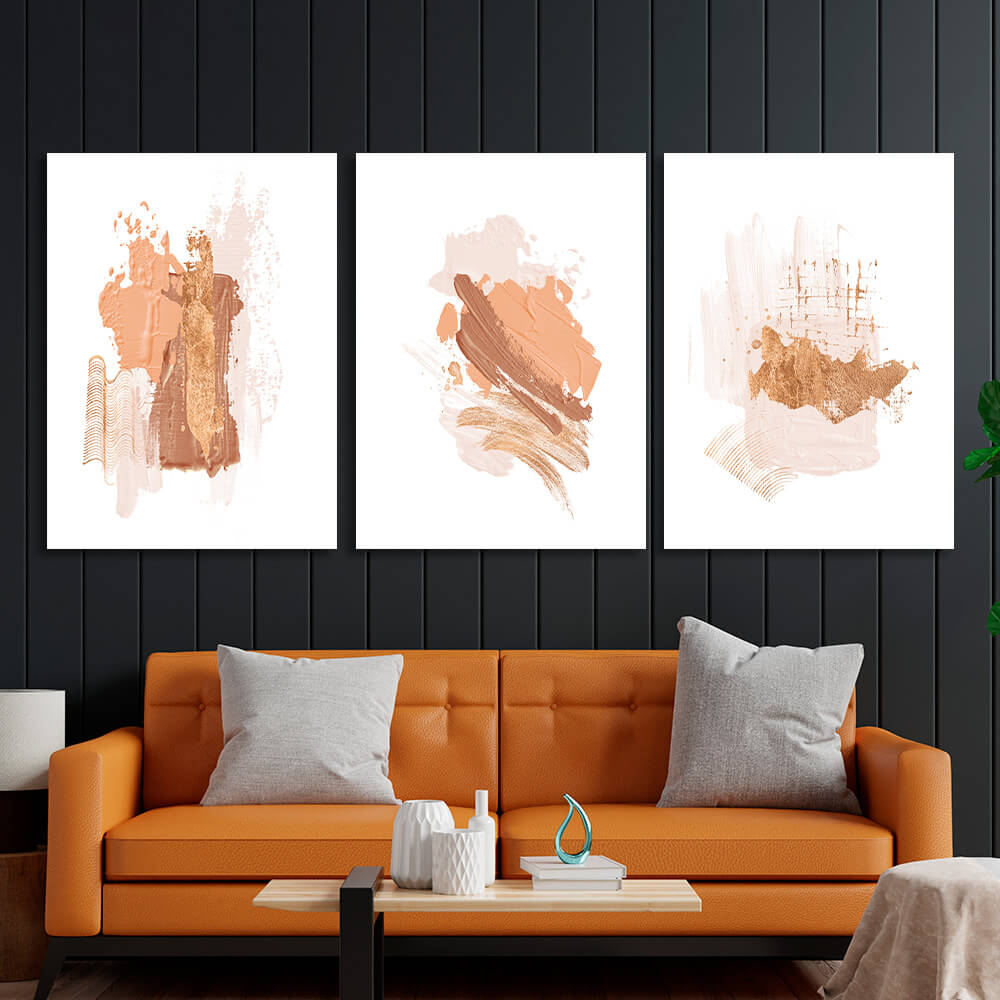 Modular beige strokes Multi Panel Canvas Wall Art Print