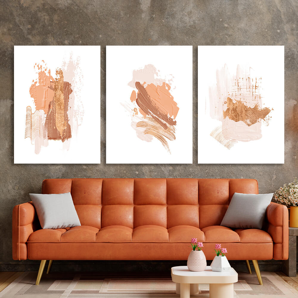 Modular beige strokes Multi Panel Canvas Wall Art Print