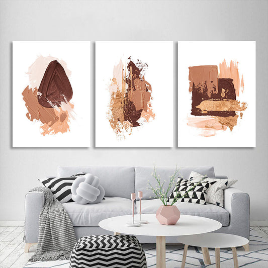 Modular brown-beige strokes Multi Panel Canvas Wall Art Print