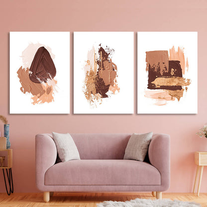 Modular brown-beige strokes Multi Panel Canvas Wall Art Print