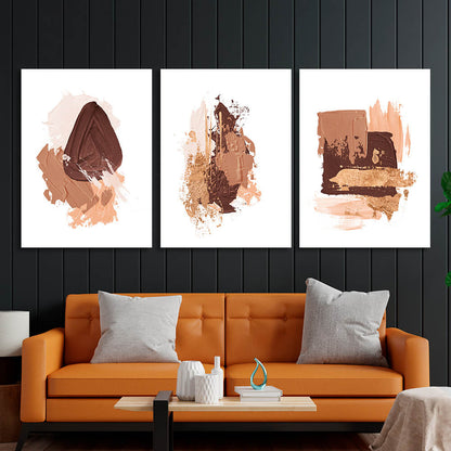 Modular brown-beige strokes Multi Panel Canvas Wall Art Print