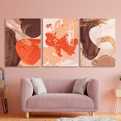 Modular abstract in beige and orange colors Multi Panel Canvas Wall Art Print