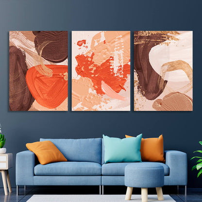 Modular abstract in beige and orange colors Multi Panel Canvas Wall Art Print