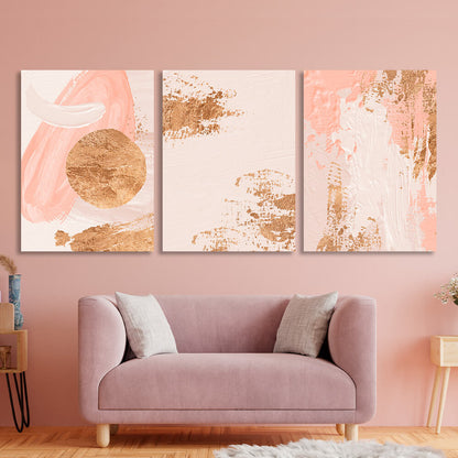 Modular beige-pink abstract Multi Panel Canvas Wall Art Print