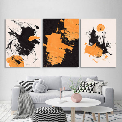 Modular black and yellow abstract Multi Panel Canvas Wall Art Print