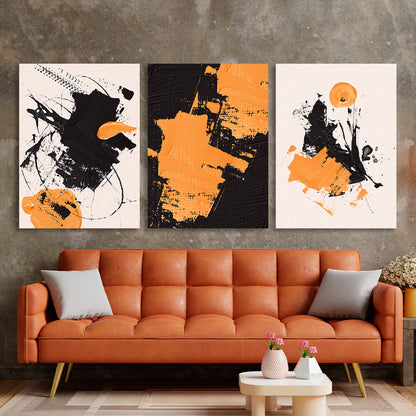 Modular black and yellow abstract Multi Panel Canvas Wall Art Print