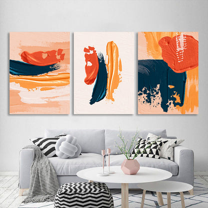 Modular orange and blue abstract Multi Panel Canvas Wall Art Print