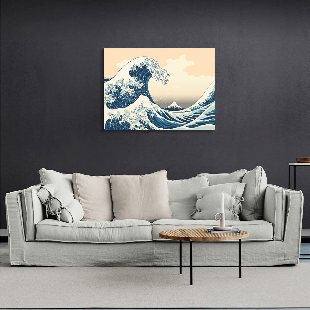 A big wave in Kanagawa in Japanese style Canvas Wall Art Print