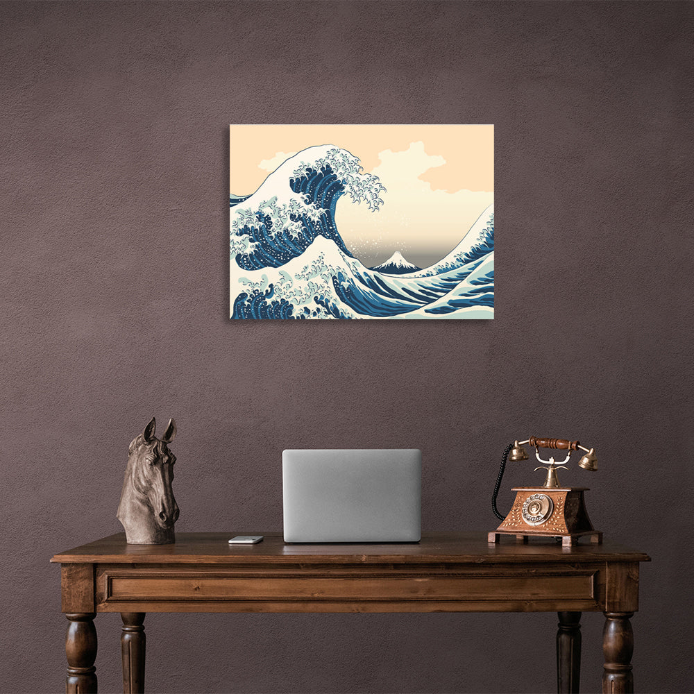 A big wave in Kanagawa in Japanese style Canvas Wall Art Print