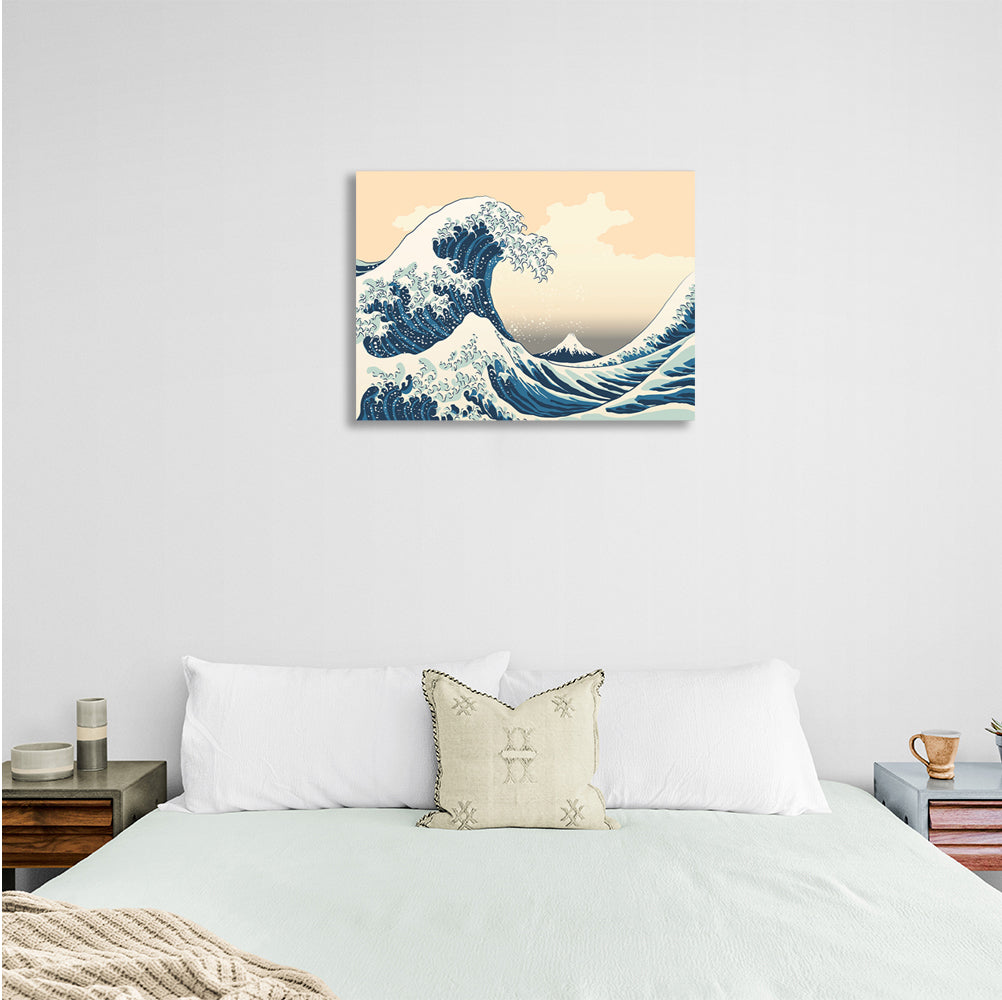 A big wave in Kanagawa in Japanese style Canvas Wall Art Print