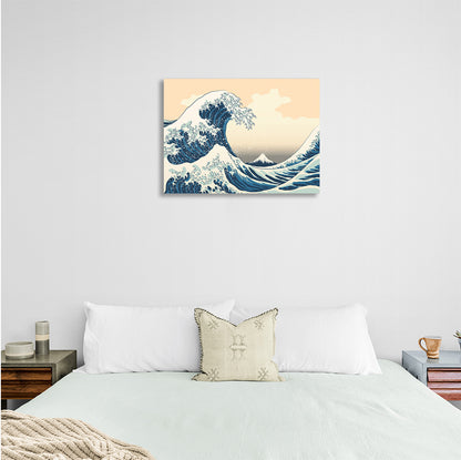 A big wave in Kanagawa in Japanese style Canvas Wall Art Print