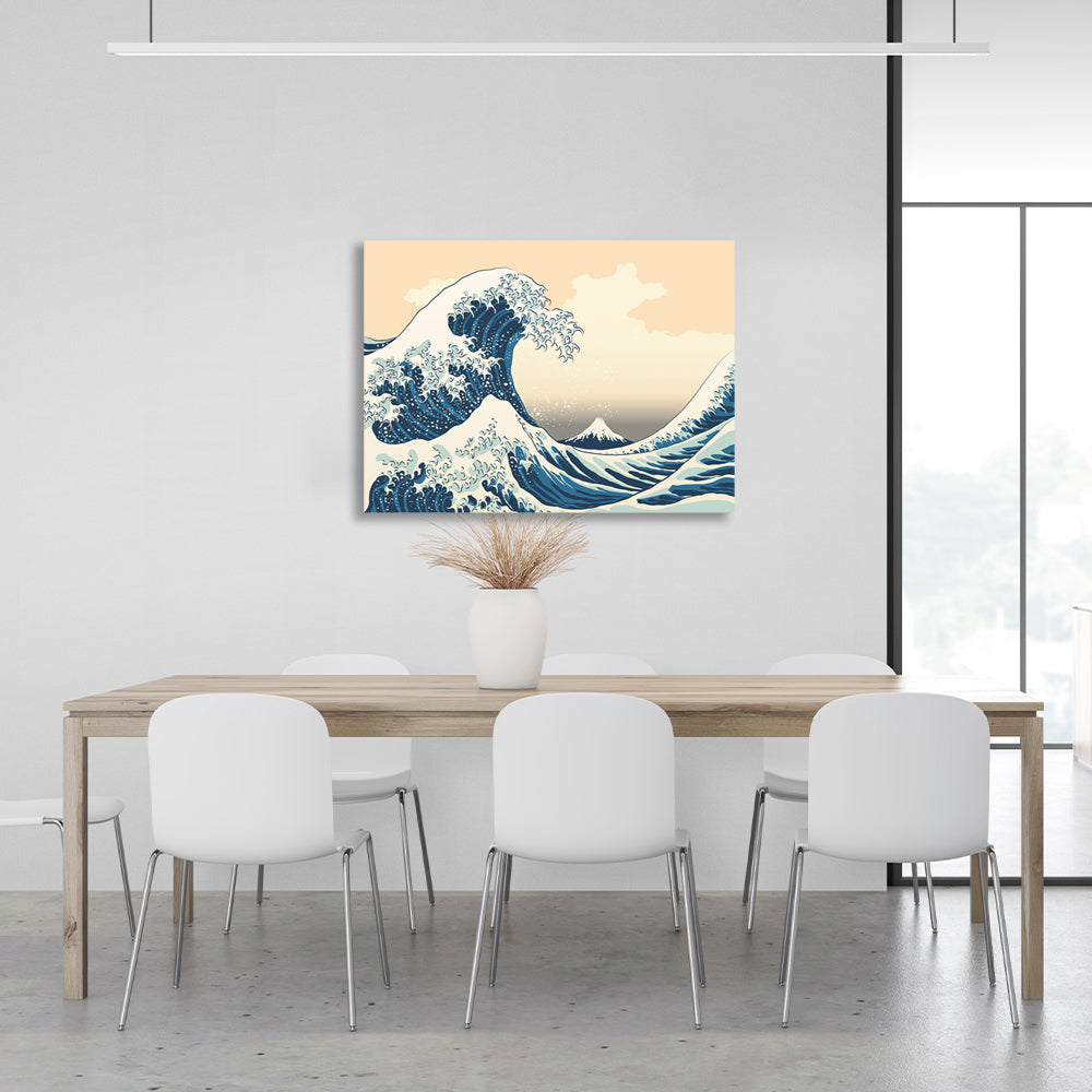 A big wave in Kanagawa in Japanese style Canvas Wall Art Print