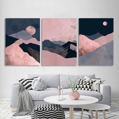 Modular pink and blue Multi Panel Canvas Wall Art Print