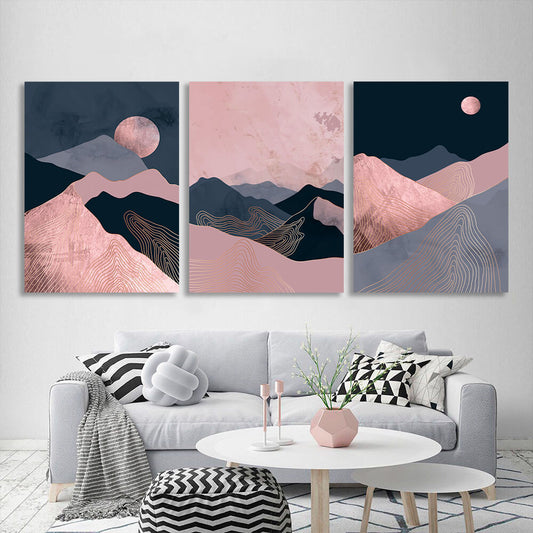 Modular pink and blue Multi Panel Canvas Wall Art Print